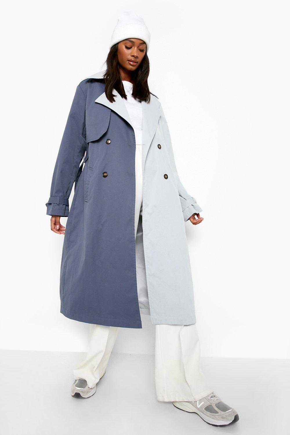colourblock belted trench coat