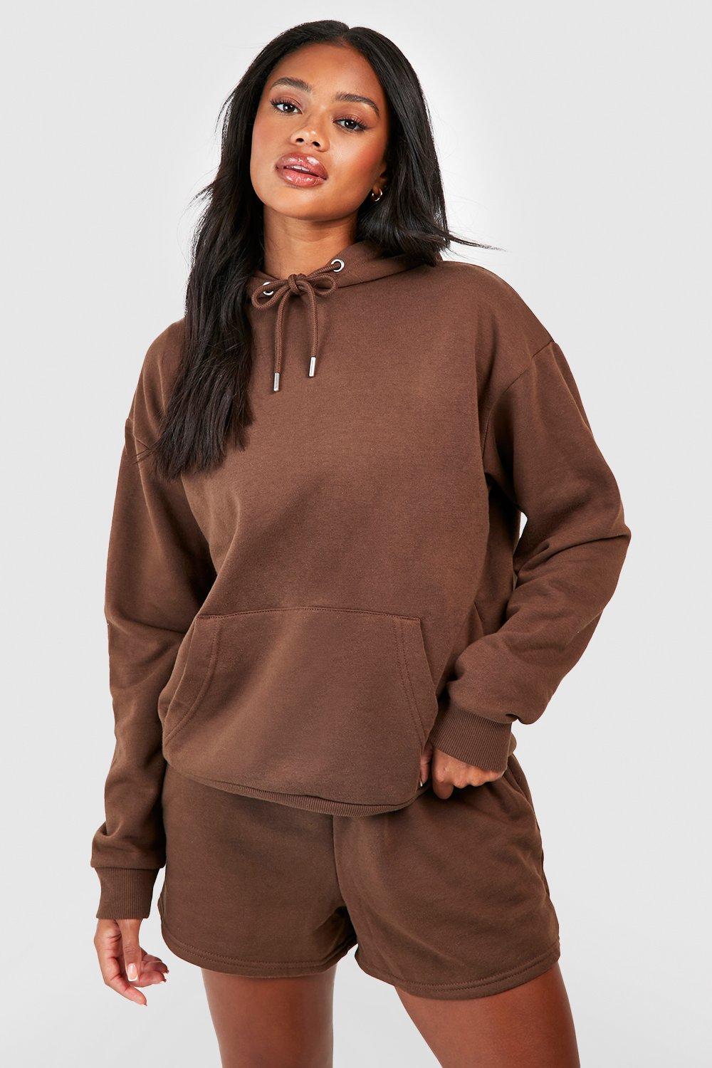 Womens Hooded Short Tracksuit - Brown - M, Brown