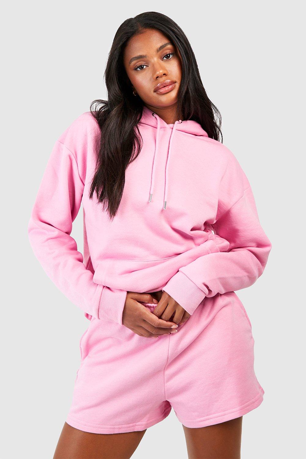 Womens Hooded Short Tracksuit - Pink - M, Pink