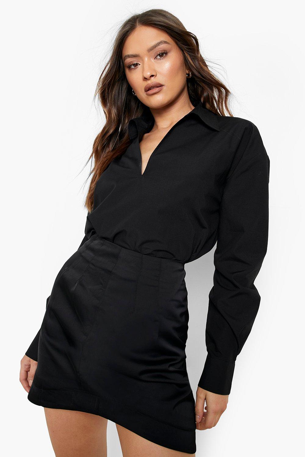 Chemise En Coton À Col V - Noir - 34, Noir