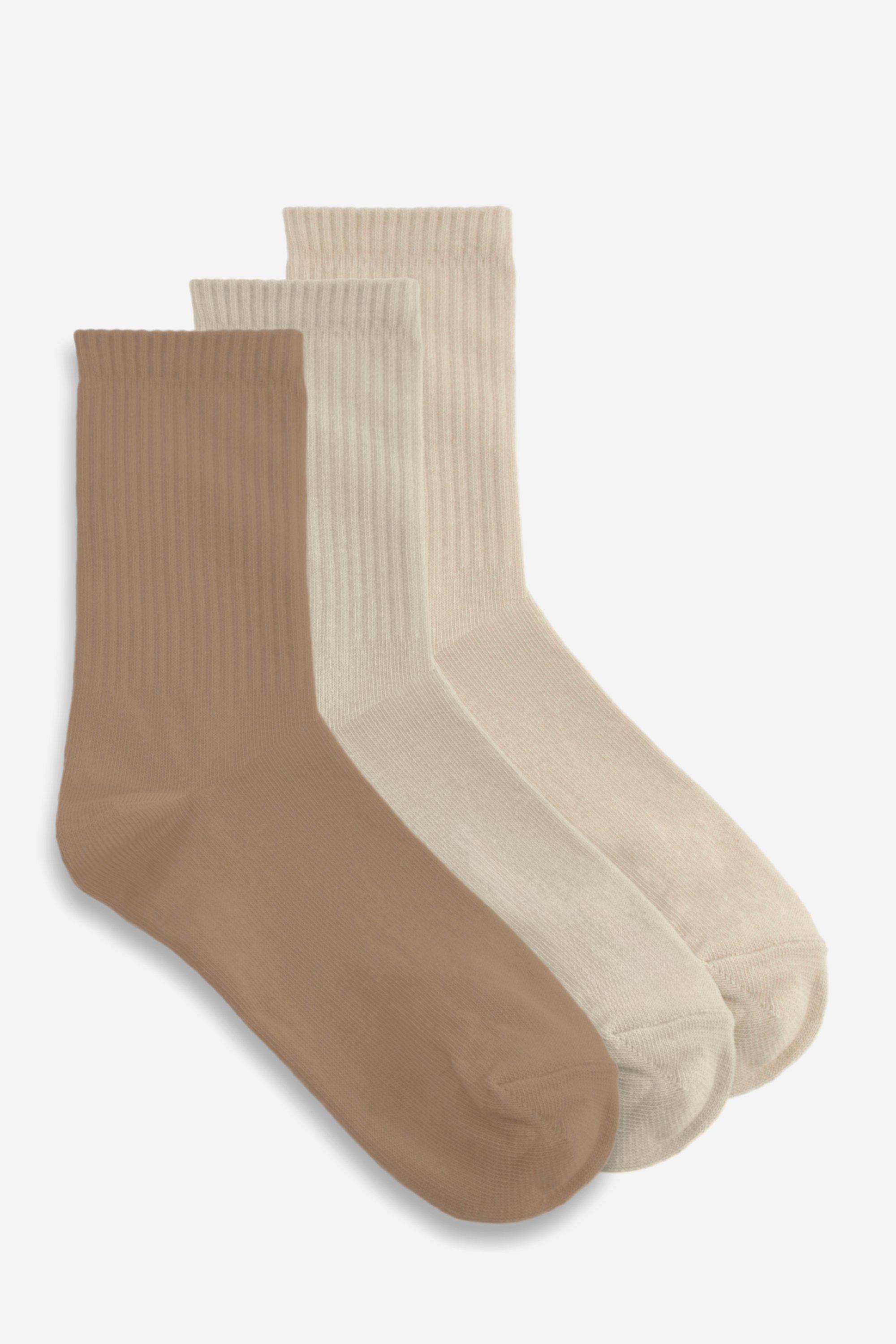 Womens Nude Tonal 3 Pack Socks - Multi - One Size, Multi