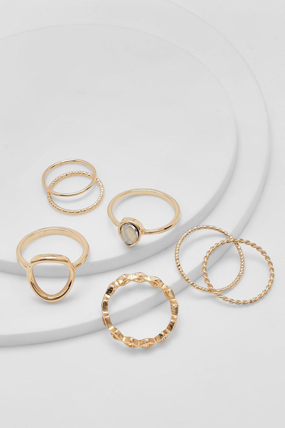 Image of Set anelli assortiti color oro - set di 7 paia, Metallics
