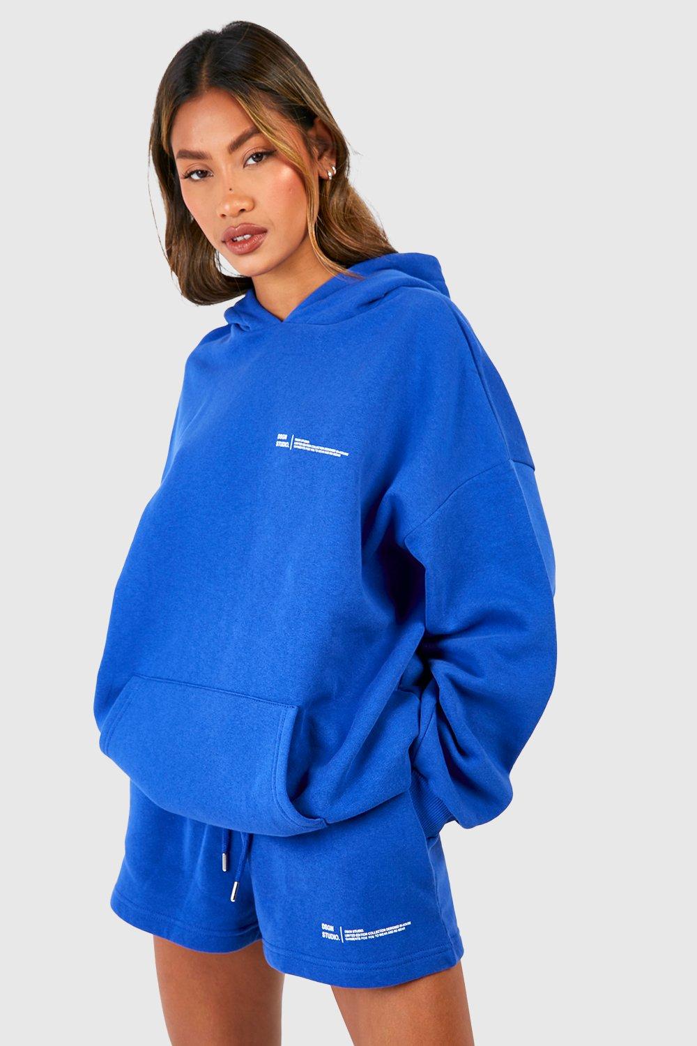 Womens Dsgn Studio Text Print Hooded Short Tracksuit - Blue - L, Blue