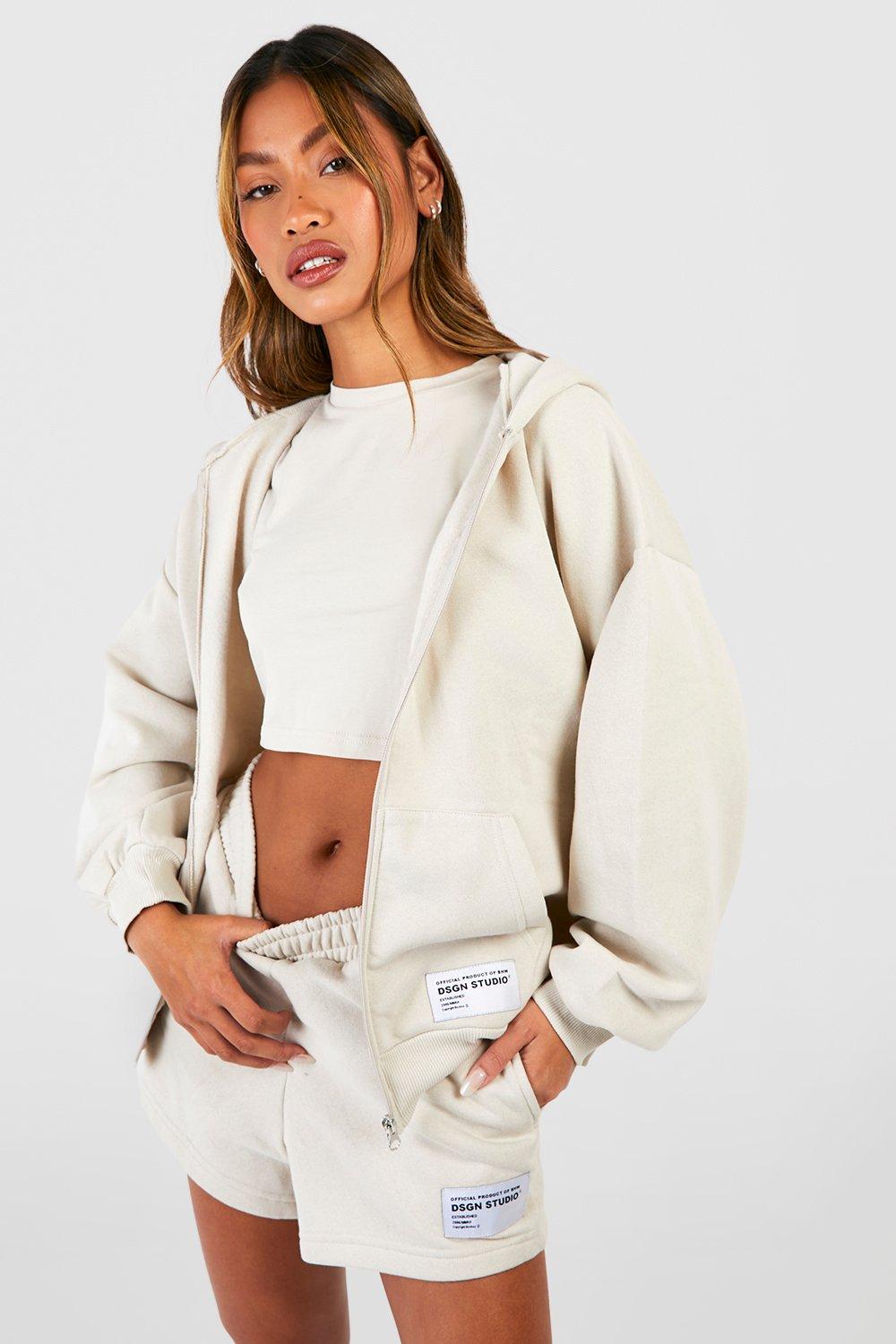 Ensemble De Survetement Avec Sweat Zippe, Crop Top Et Short 