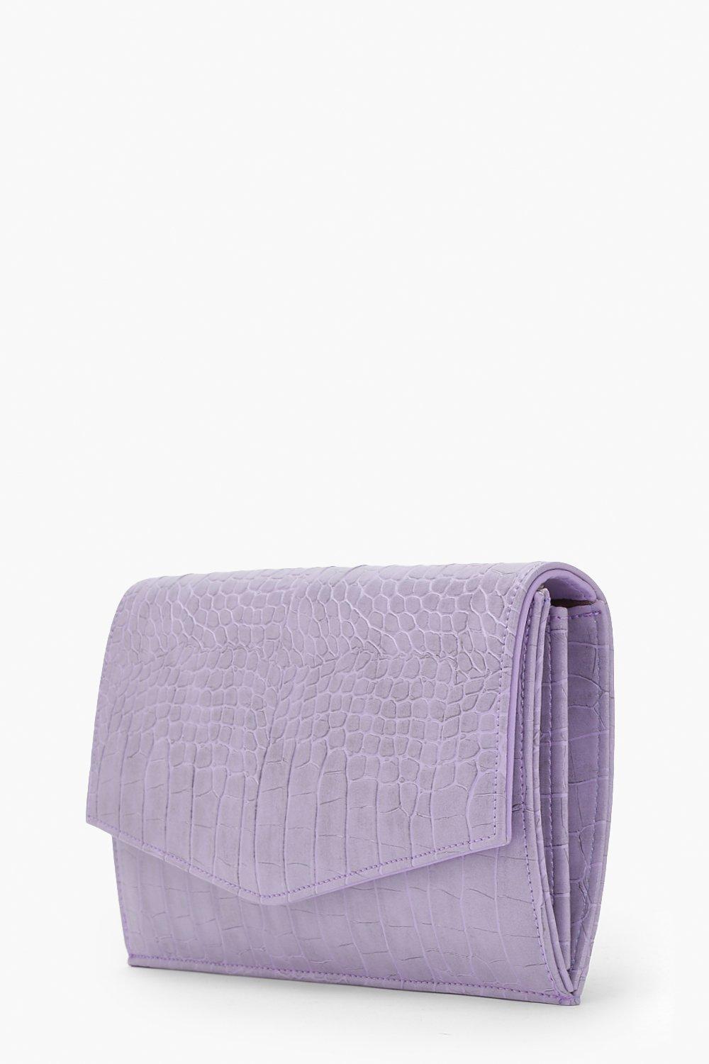 womens croc envelope mini clutch - purple - one size, purple