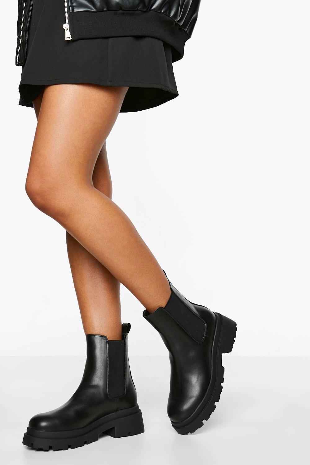 Boohoo Dikke Chelsea Boots Met Dubbele Zolen, Black