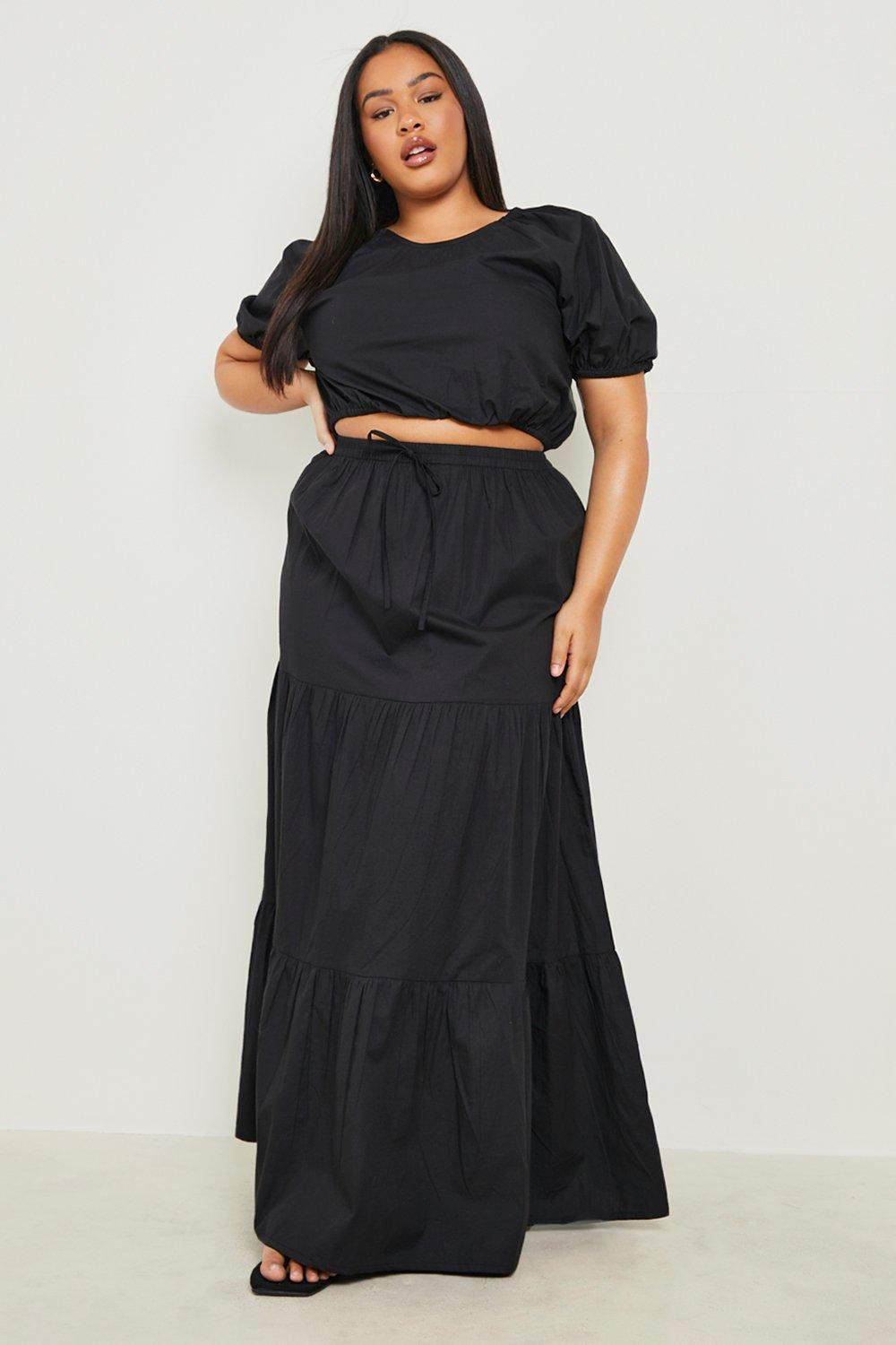 Grande Taille - Ensemble Avec Jupe Longue - Noir - 44, Noir