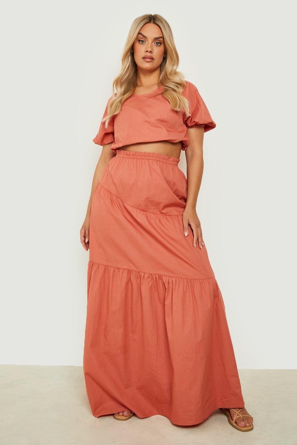 Grande Taille - Ensemble Avec Jupe Longue - Orange Rouille - 54, Orange Rouille