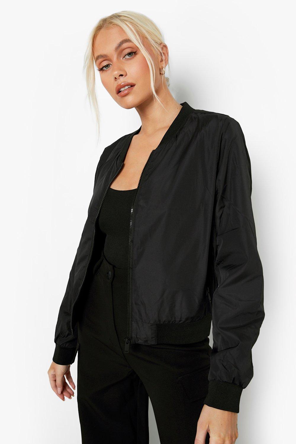 Womens Bomber Jacket - Black - 16, Black