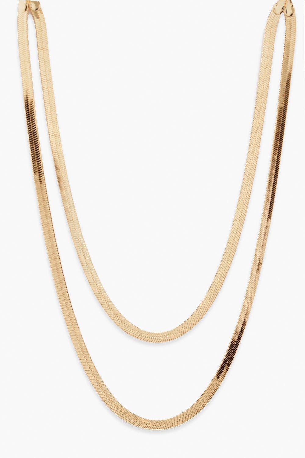 Image of Collana a catena piatta effetto serpente color oro, Metallics