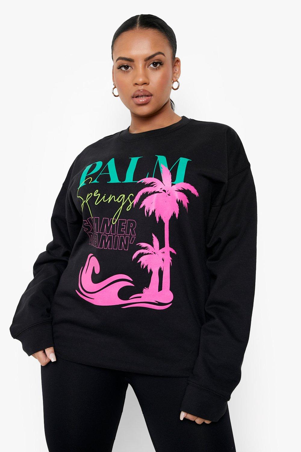 Grande Taille - Sweat À Imprimé Palm Springs - Noir - 44, Noir