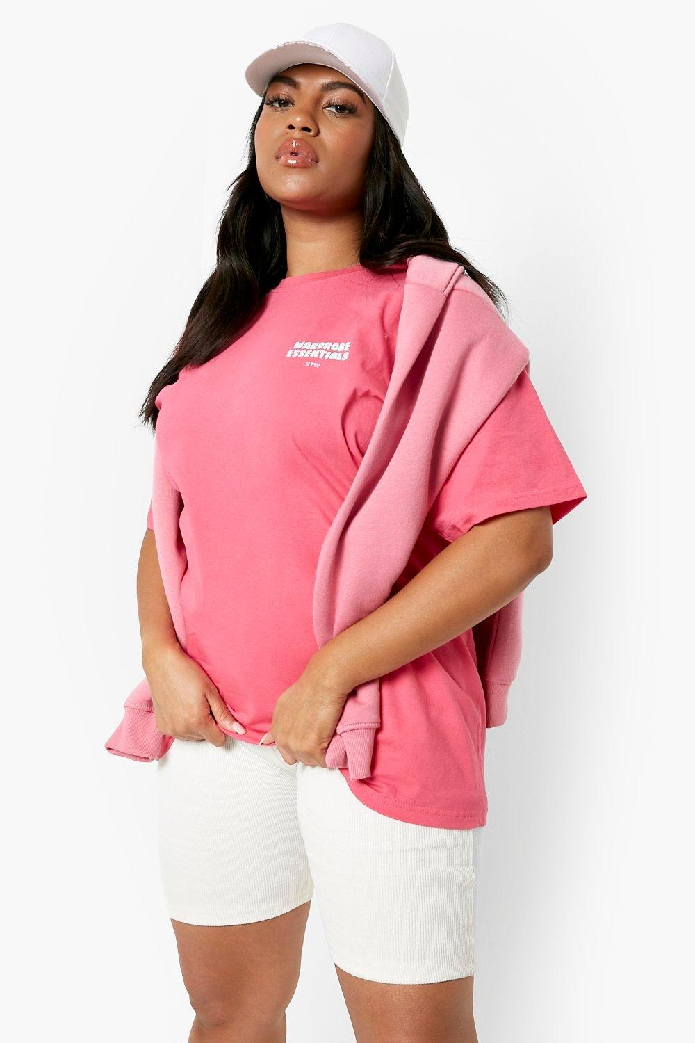 Image of T-shirt Plus Size oversize con stampa, Pink