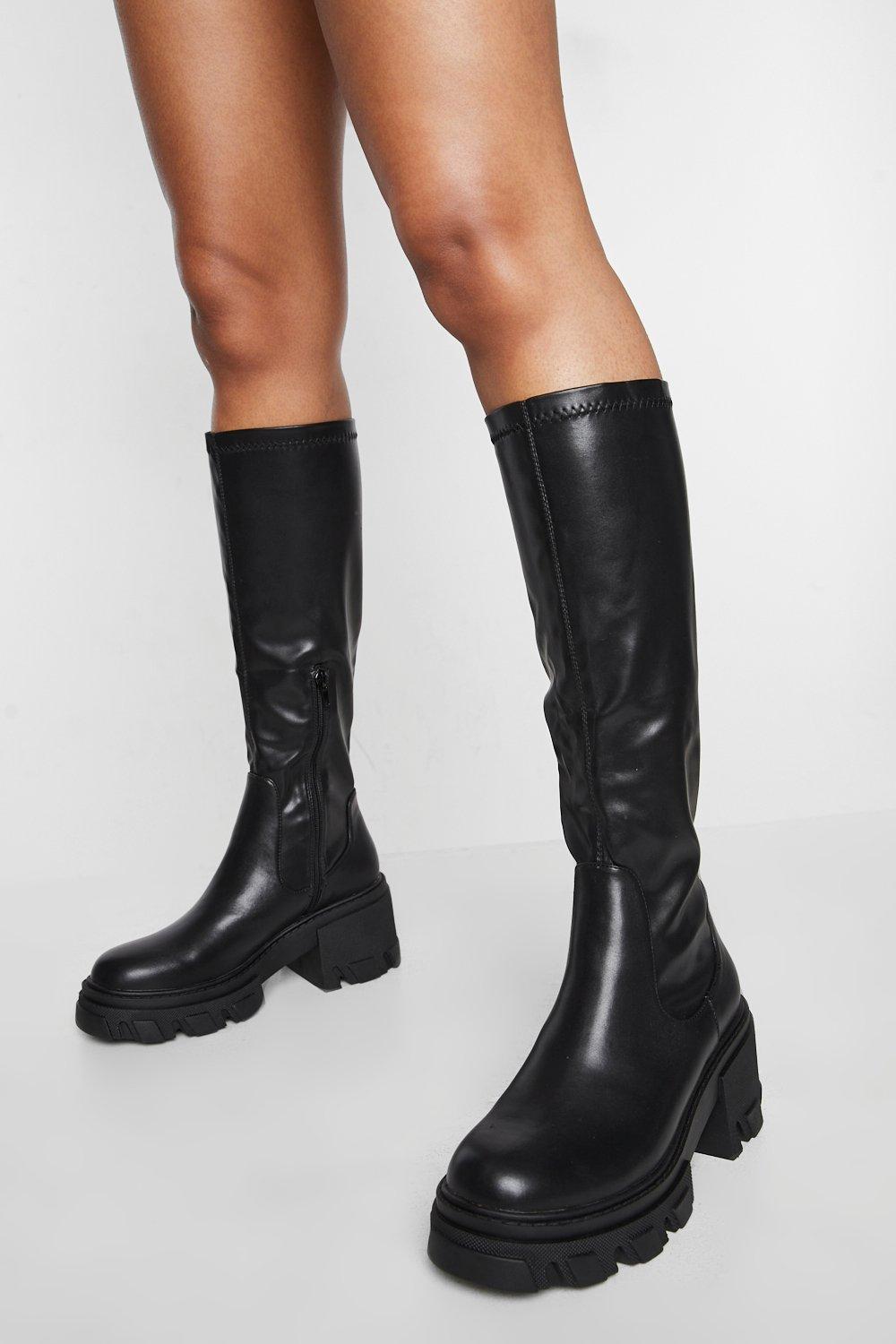 Boohoo Dikke Kuitlaarzen Met Hak, Black