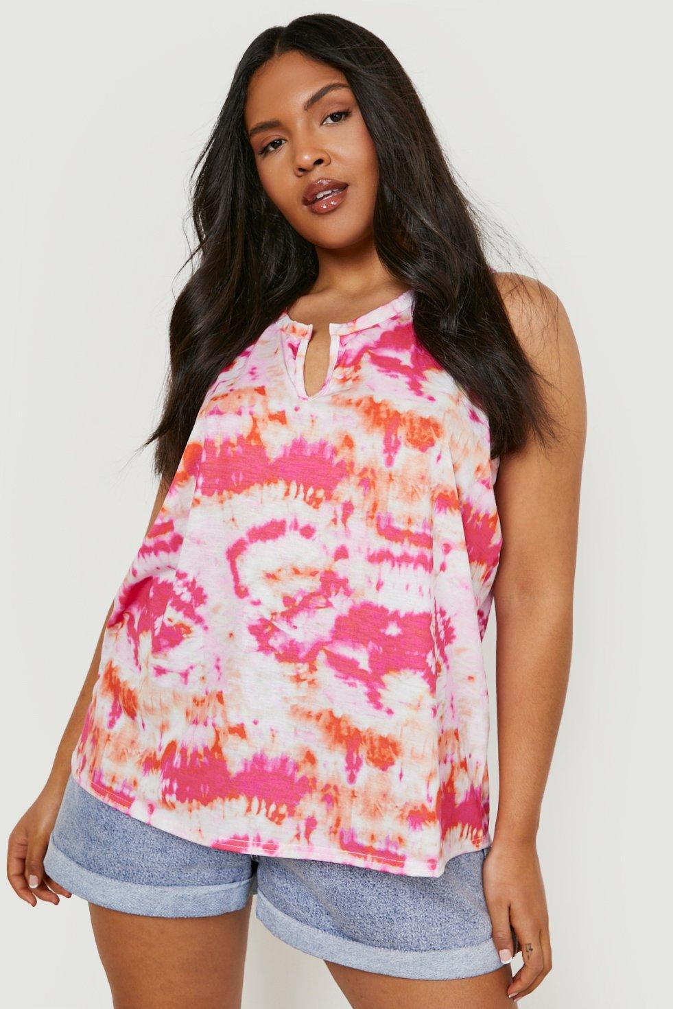 Grande Taille - Débardeur Effet Tie Dye À Encoche - Multicolore - 56, Multicolore