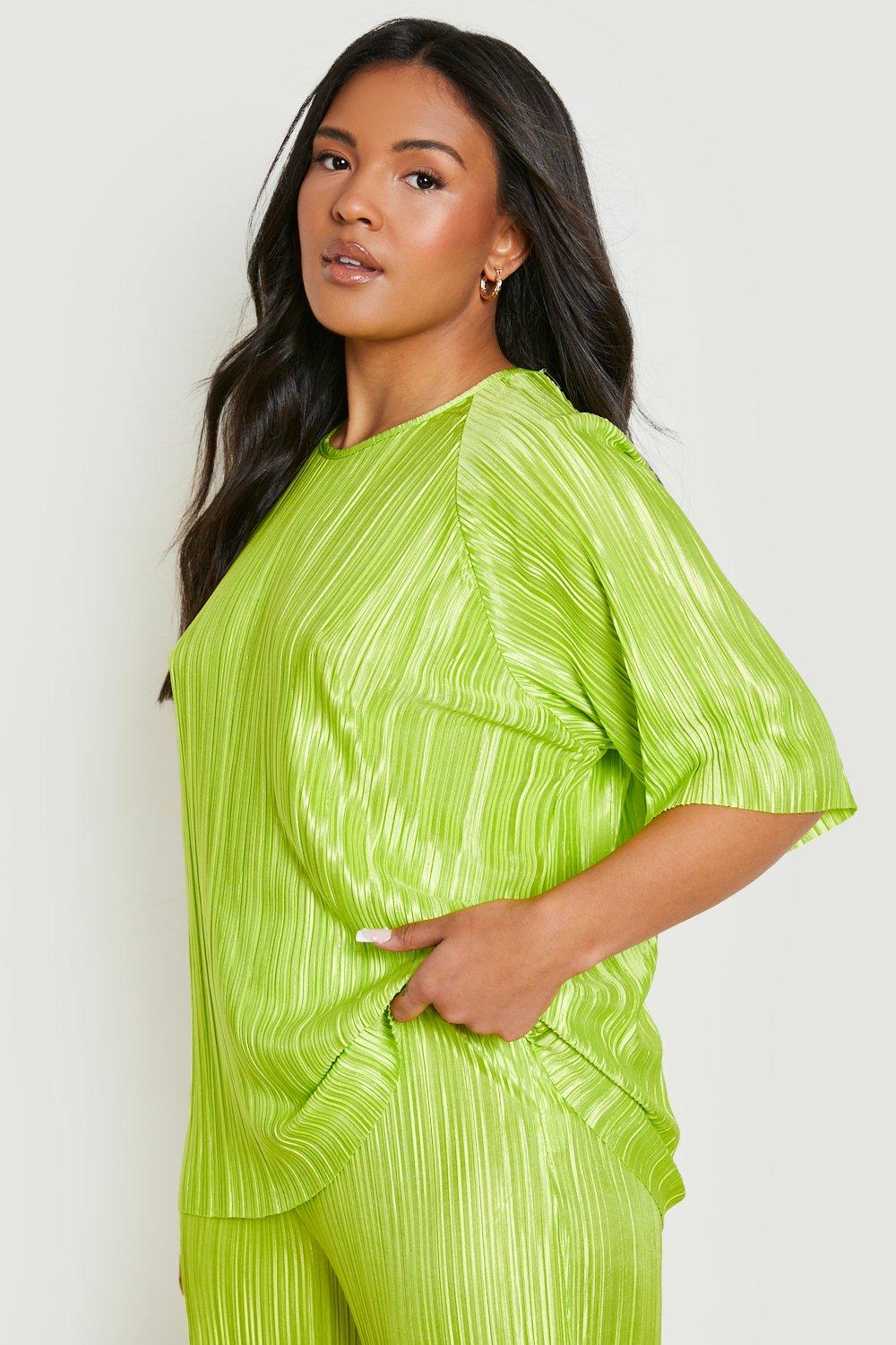 Grande Taille - T-Shirt Plissé - Citron Vert - 56, Citron Vert