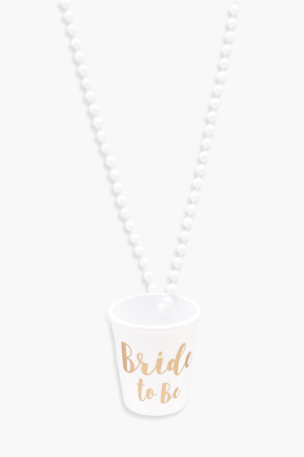 Image of Collana con perle e bicchiere da shot con scritta Bride To Be, Bianco