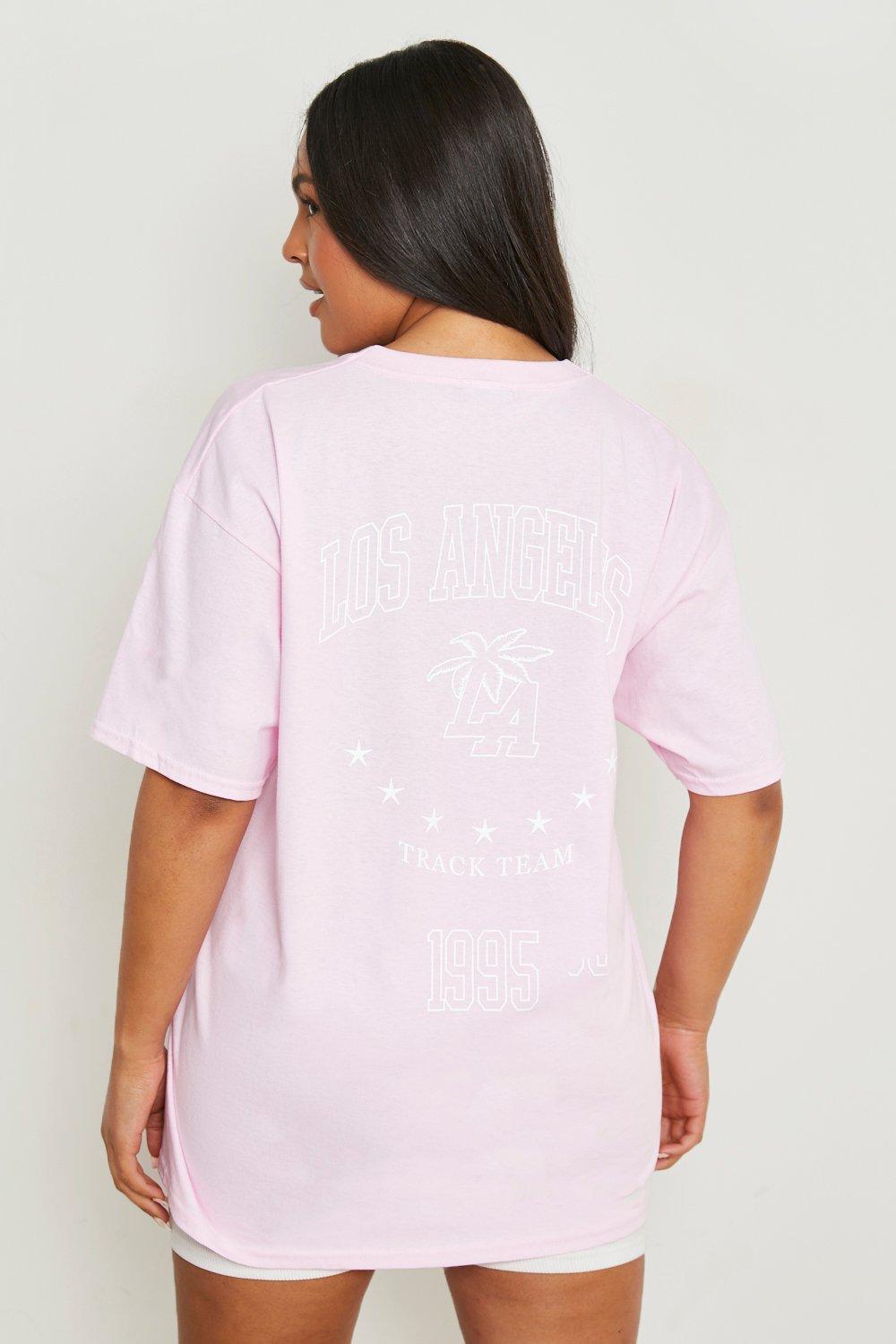 Womens Plus La Track Team Back Print T-Shirt - Pink - 28, Pink
