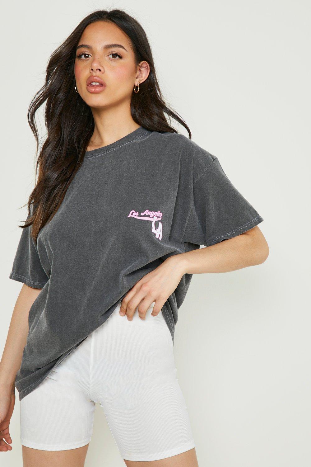 T-Shirt Oversize À Imprimé L.A. - Gris Anthracite - S, Gris Anthracite