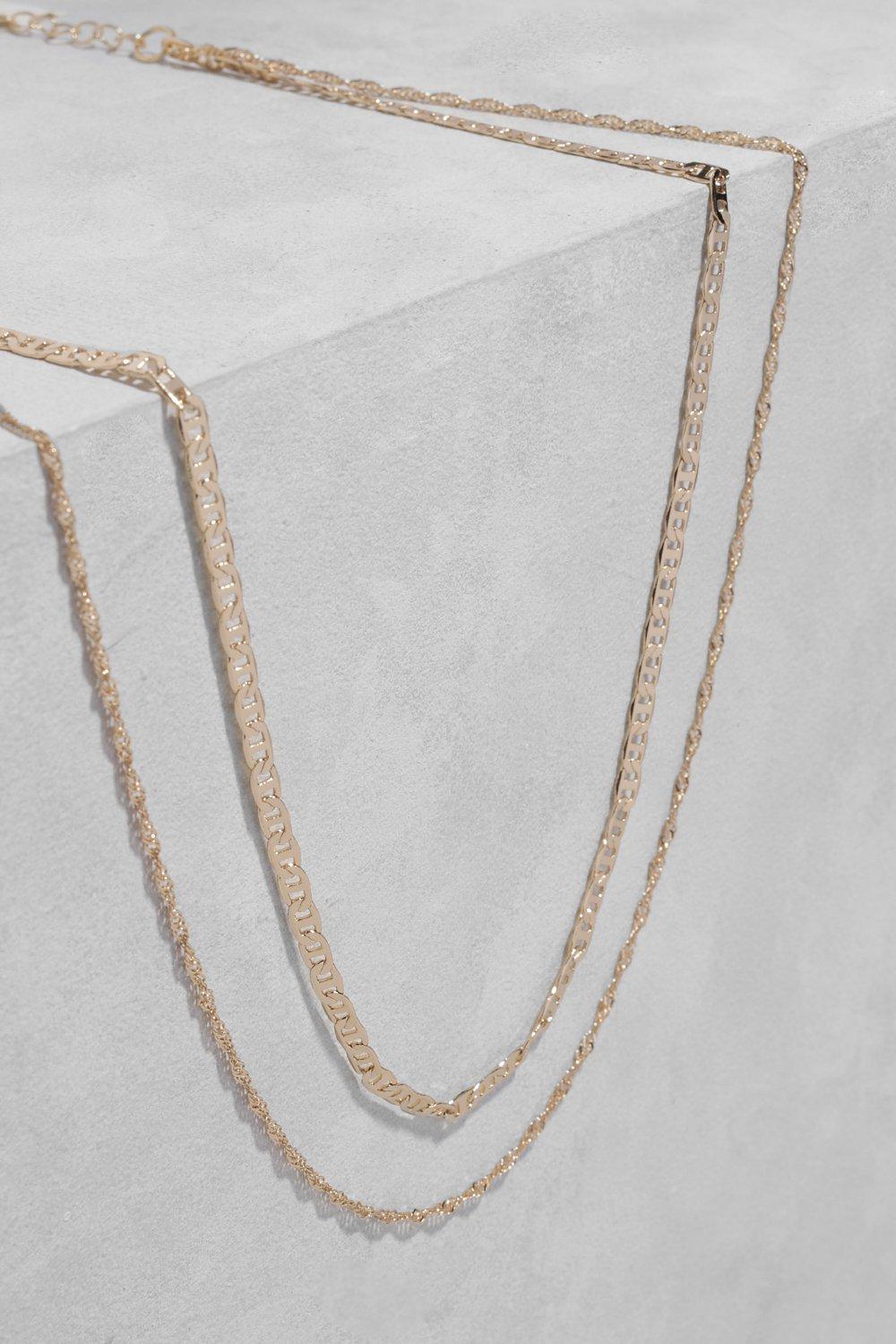 Womens Simple Double Chain Necklace - Gold - One Size, Gold