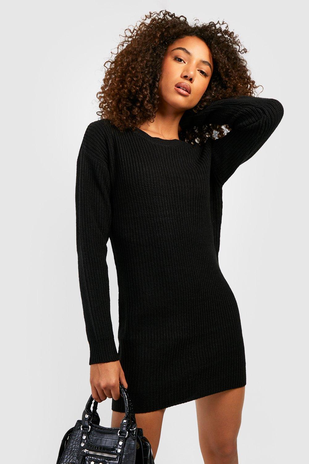 Womens Tall Crew Neck Jumper Dress - Black - 10, Black