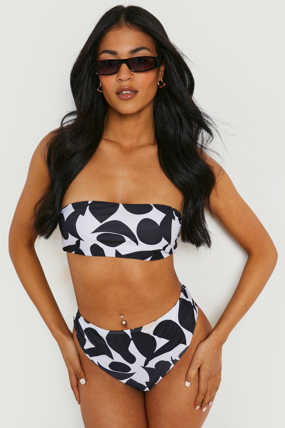 Womens Tall Mono Abstract High Waist Bikini Brief - Black - 12, Black