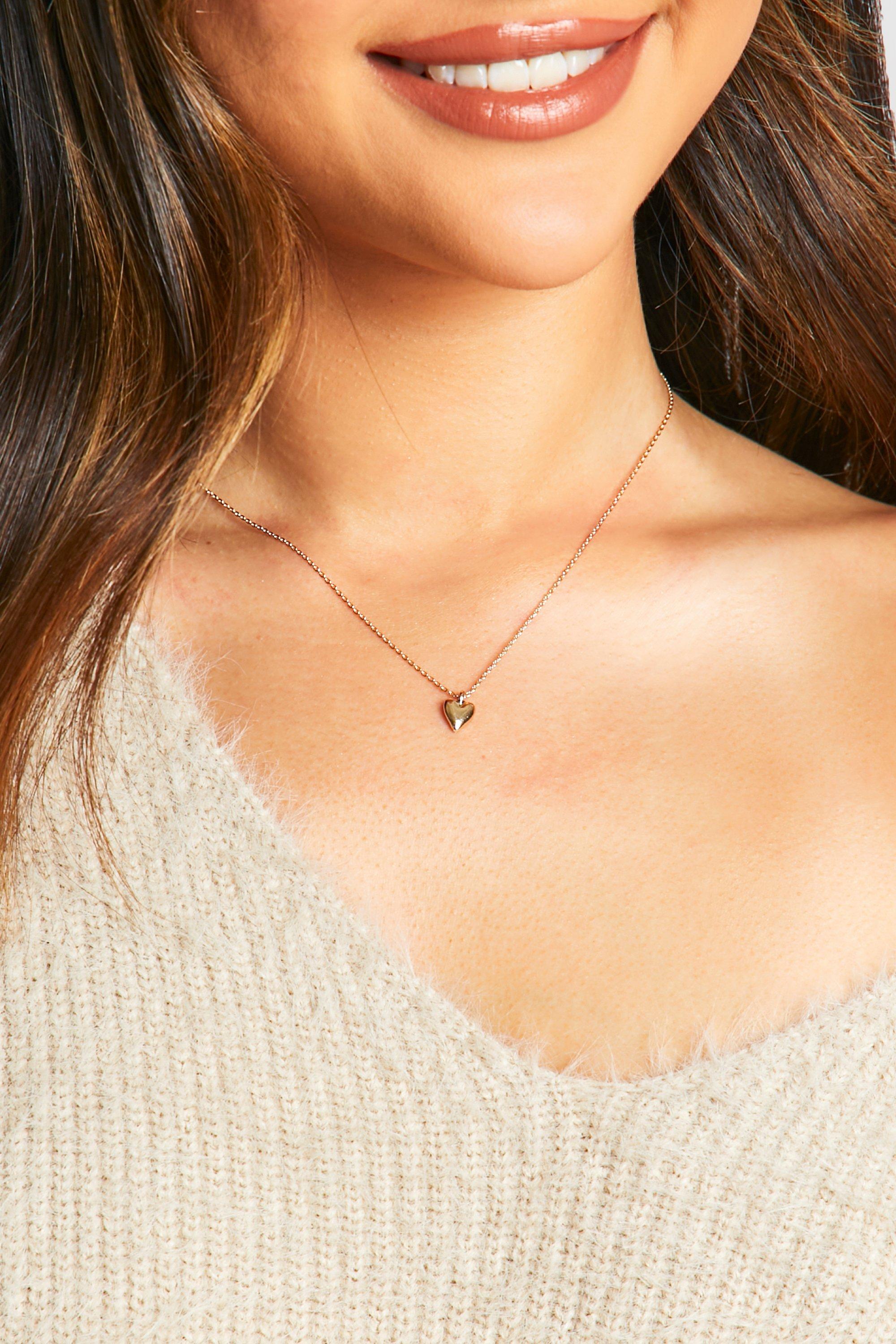 Womens Delicate Gold Heart Necklace - One Size, Gold