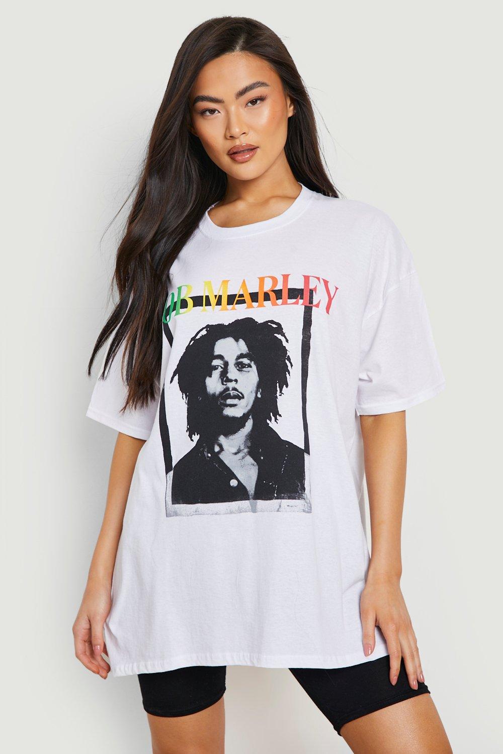 Womens Bob Marley Oversized Printed T-Shirt - White - M, White