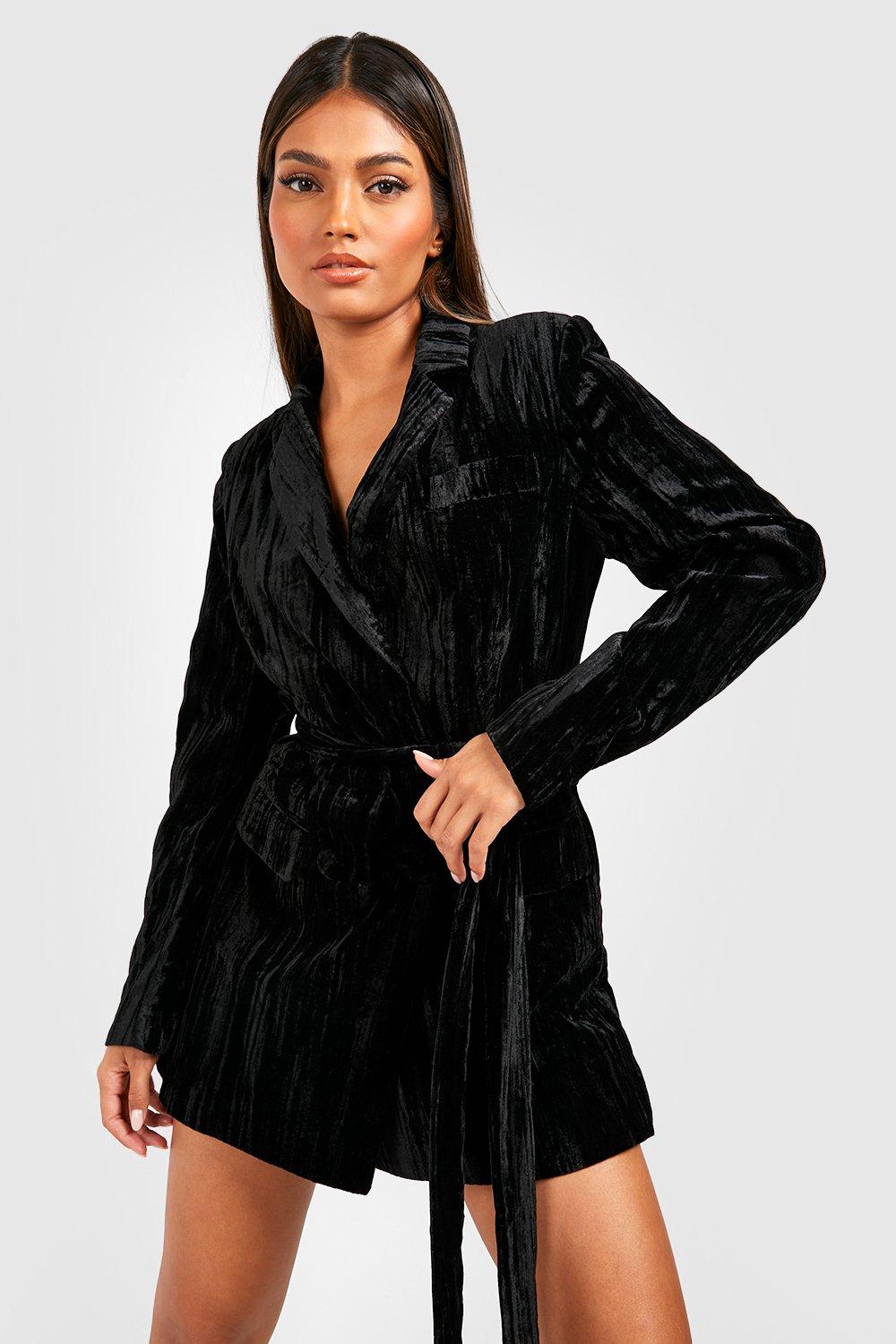 womens velvet blazer playsuit - black - 10, black