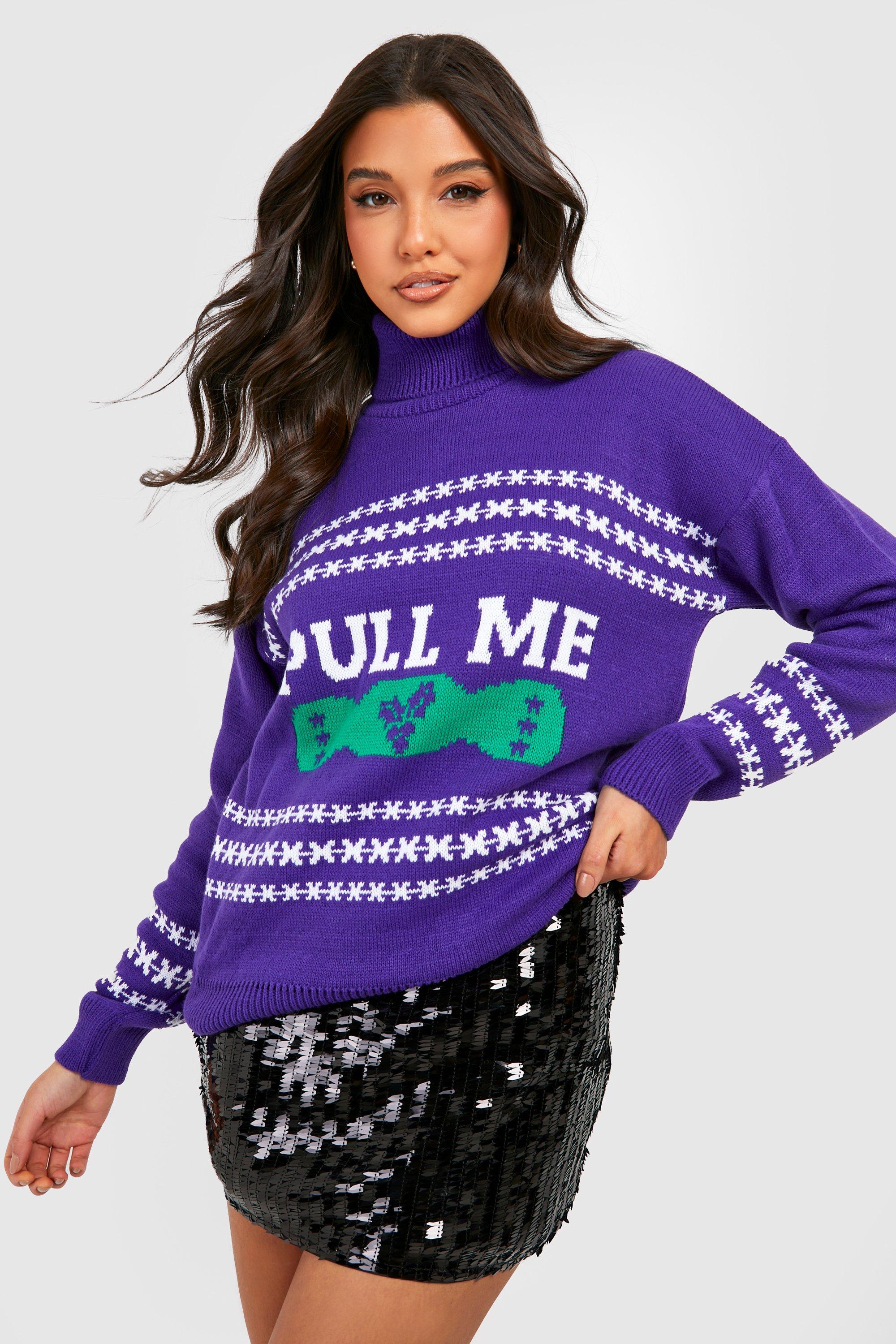 Image of Pullover natalizio a collo alto, Purple
