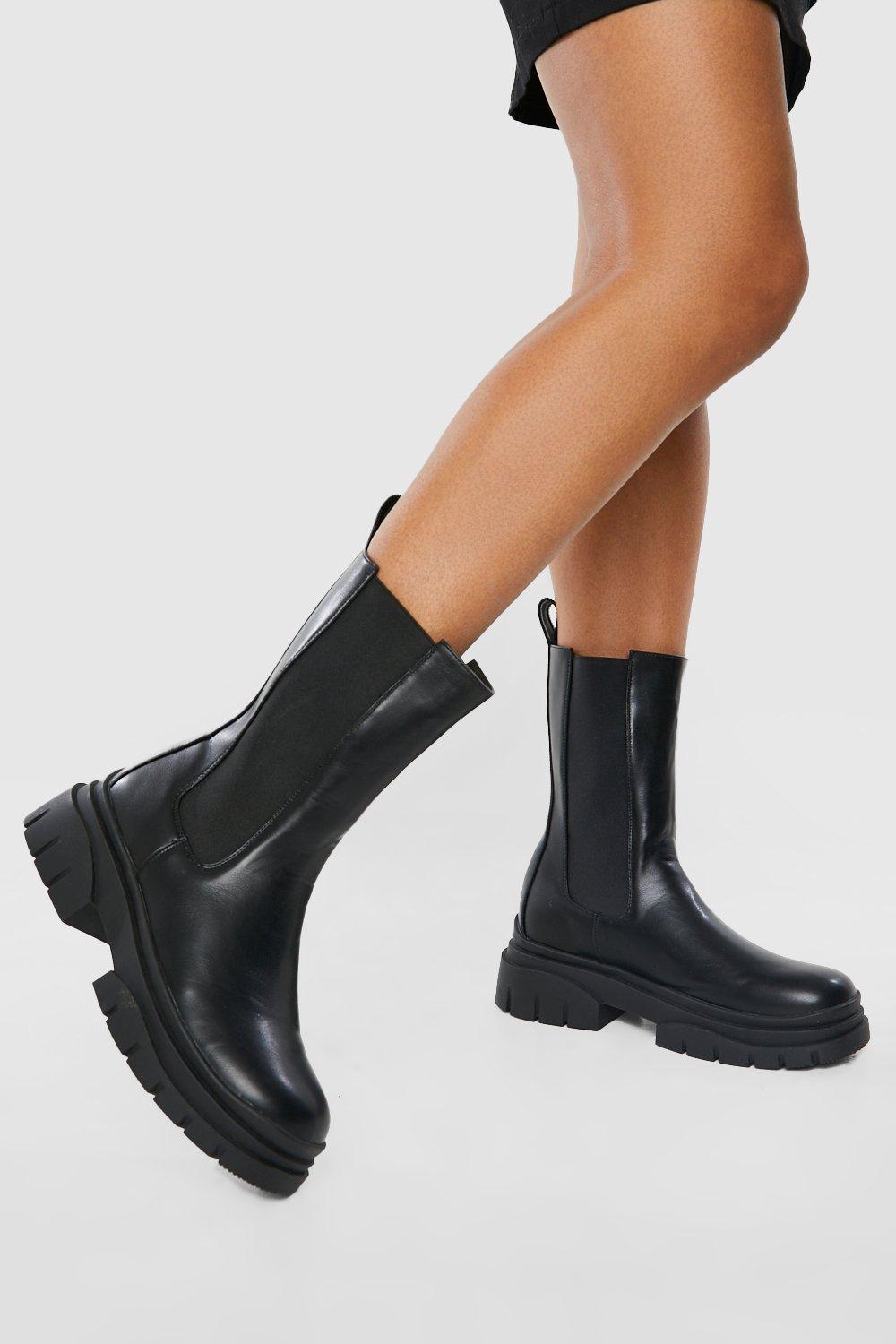 Boohoo Dikke Chelsea Boots Met Label Detail, Black