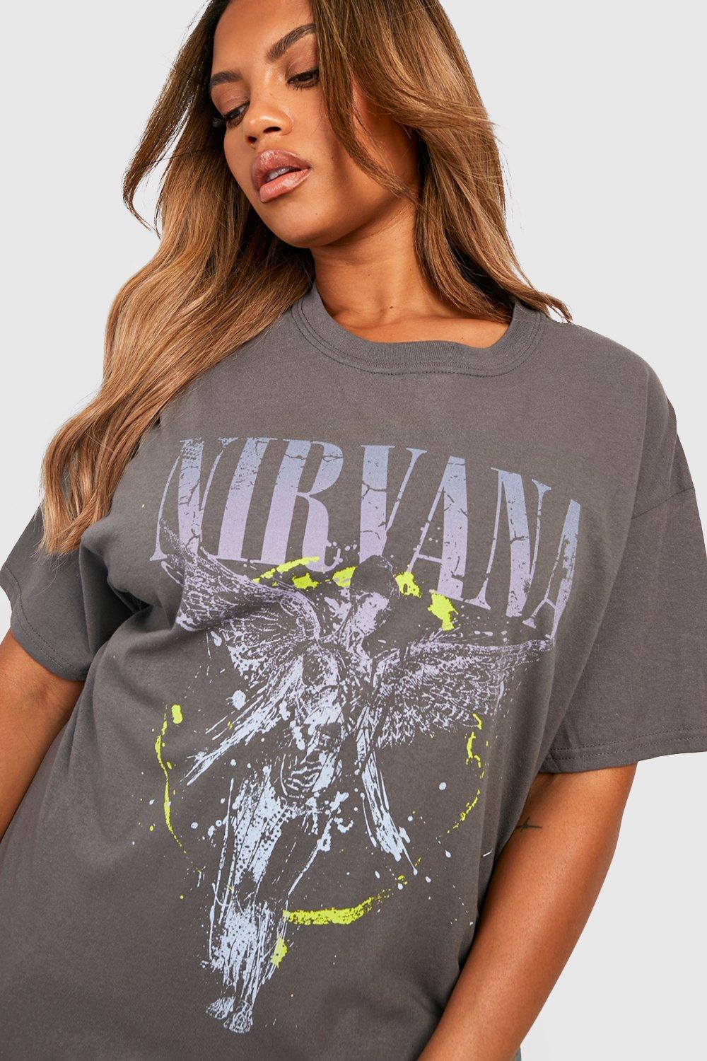 Image of T-shirt Plus Size dei Nirvana in colori fluo, Grigio