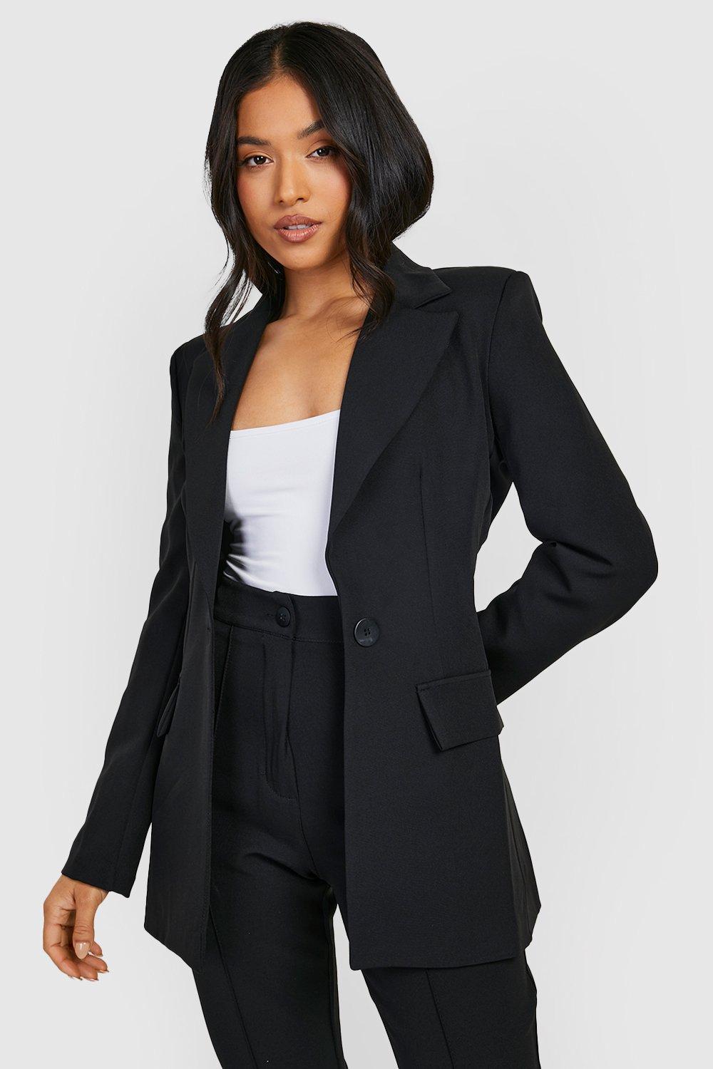 Boohoo Petite Getailleerde Blazer, Black