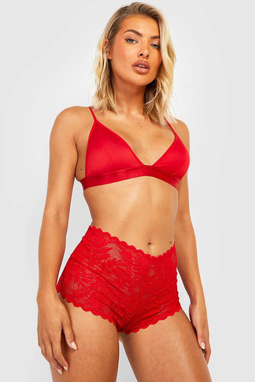 Image of Pantaloncini Booty in pizzo, Rosso
