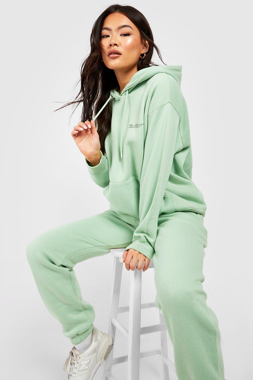 Womens Dsgn Studio Text Print Hooded Tracksuit - Green - Xl, Green