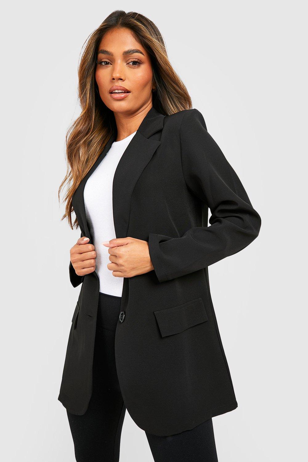 Womens Boohoo Basics Woven Single Breasted Fitted Blazer - Black - 8, Black