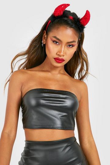 Halloween PU Bandeau Crop Top