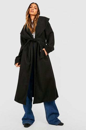 Wool Look Oversized Wide Collar Coat