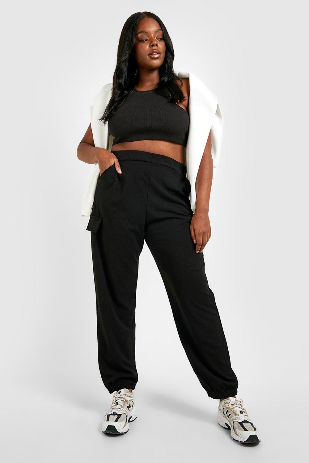 Boohoo Plus Toelopende Cargo Broek, Black