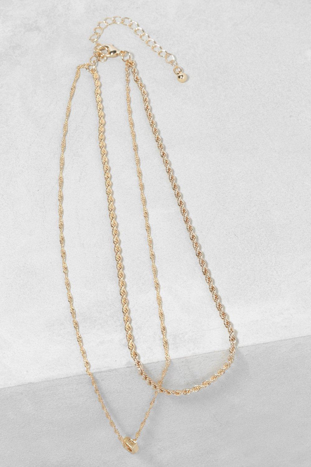 Womens Twist Charm Double Layer Necklace - Gold - One Size, Gold