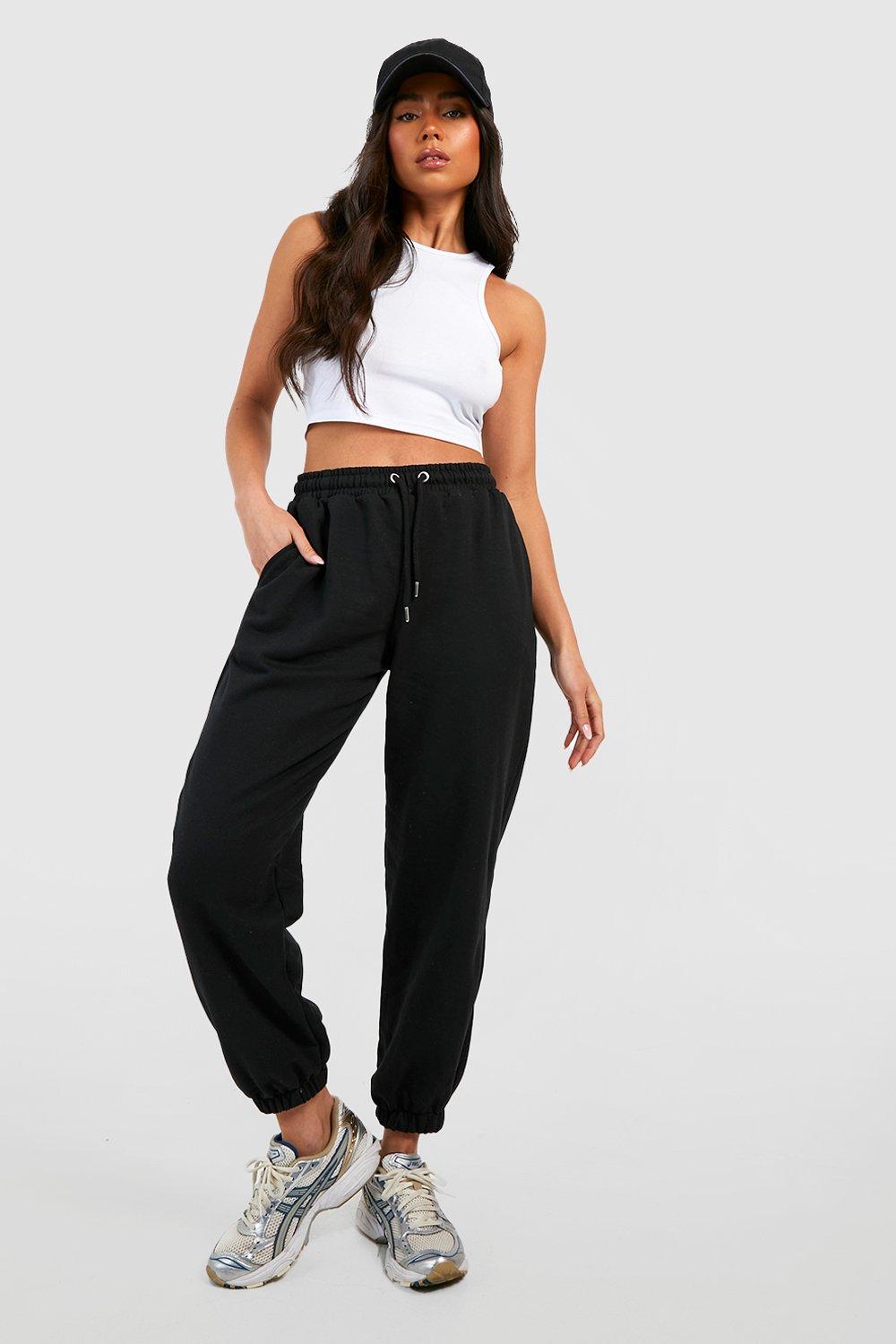 Womens Petite Mix And Match Basic Oversized Jogger - Black - L, Black