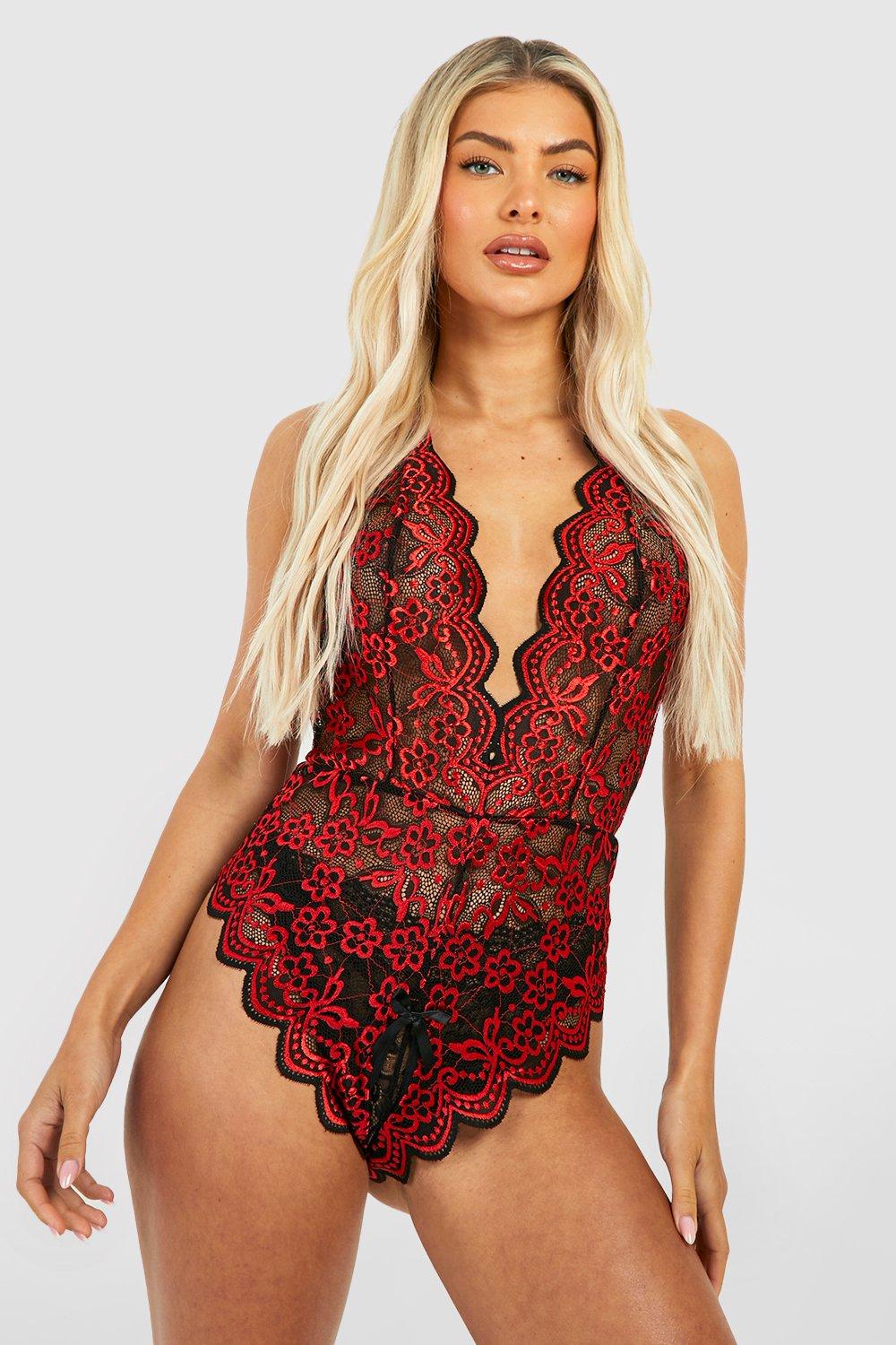 Boohoo Kruisloze Kanten One Piece, Red