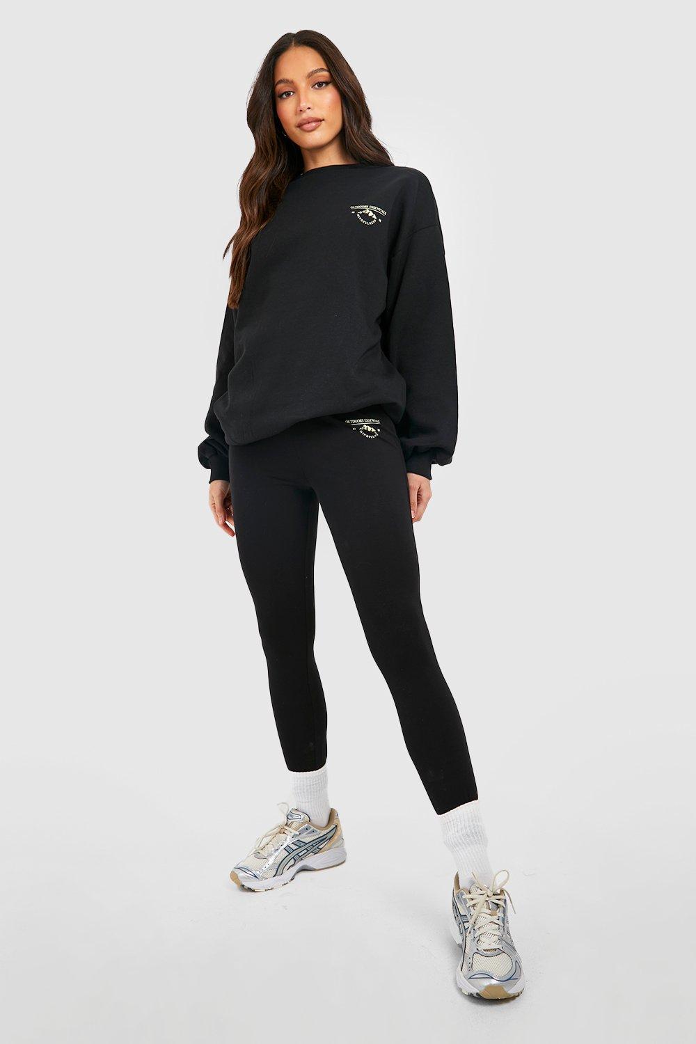 Womens Tall Oversized Sweatshirt And Legging Set - Black - 12, Black