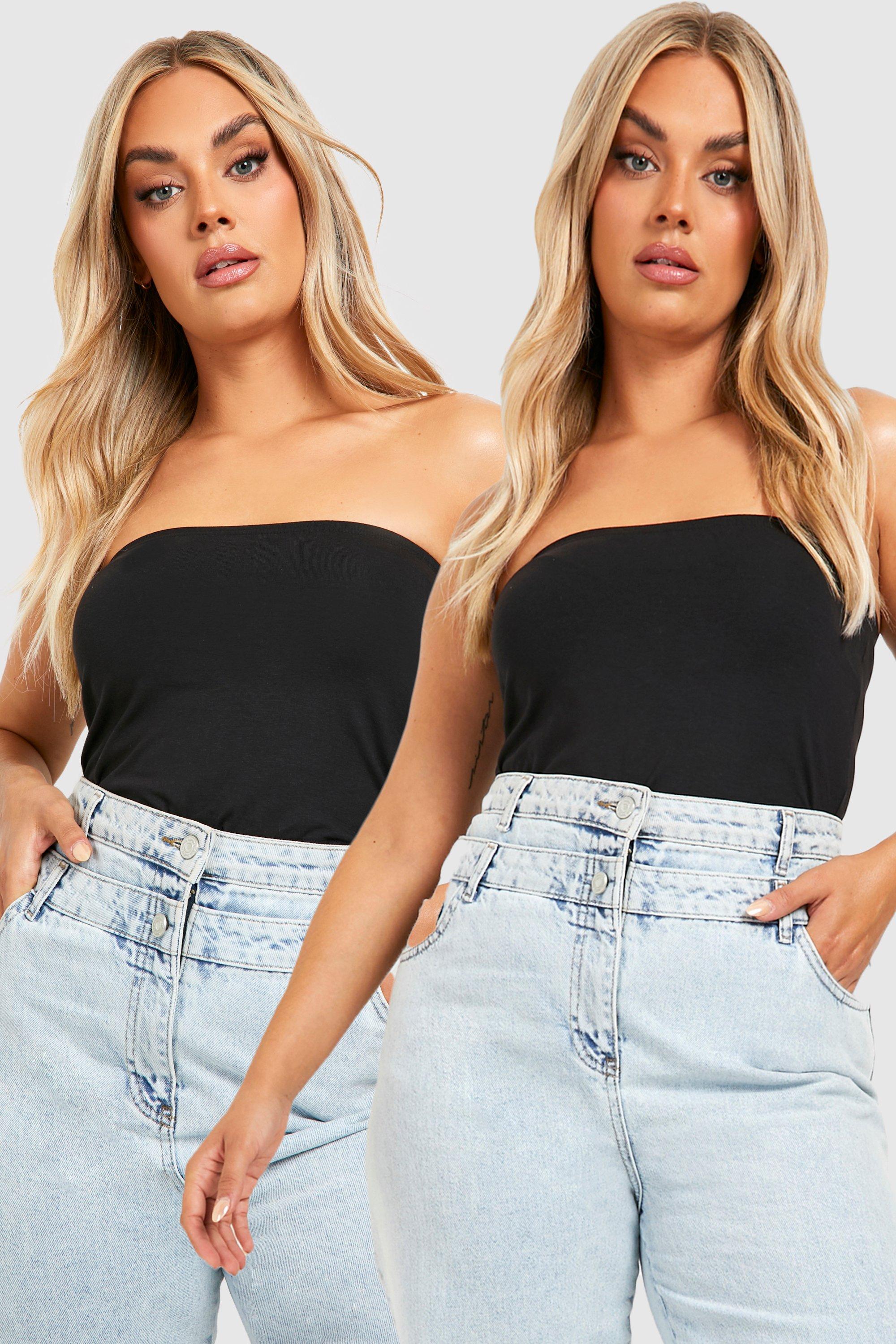 ASOS DESIGN 2 pack ribbed seamless bandeau bras in black & white