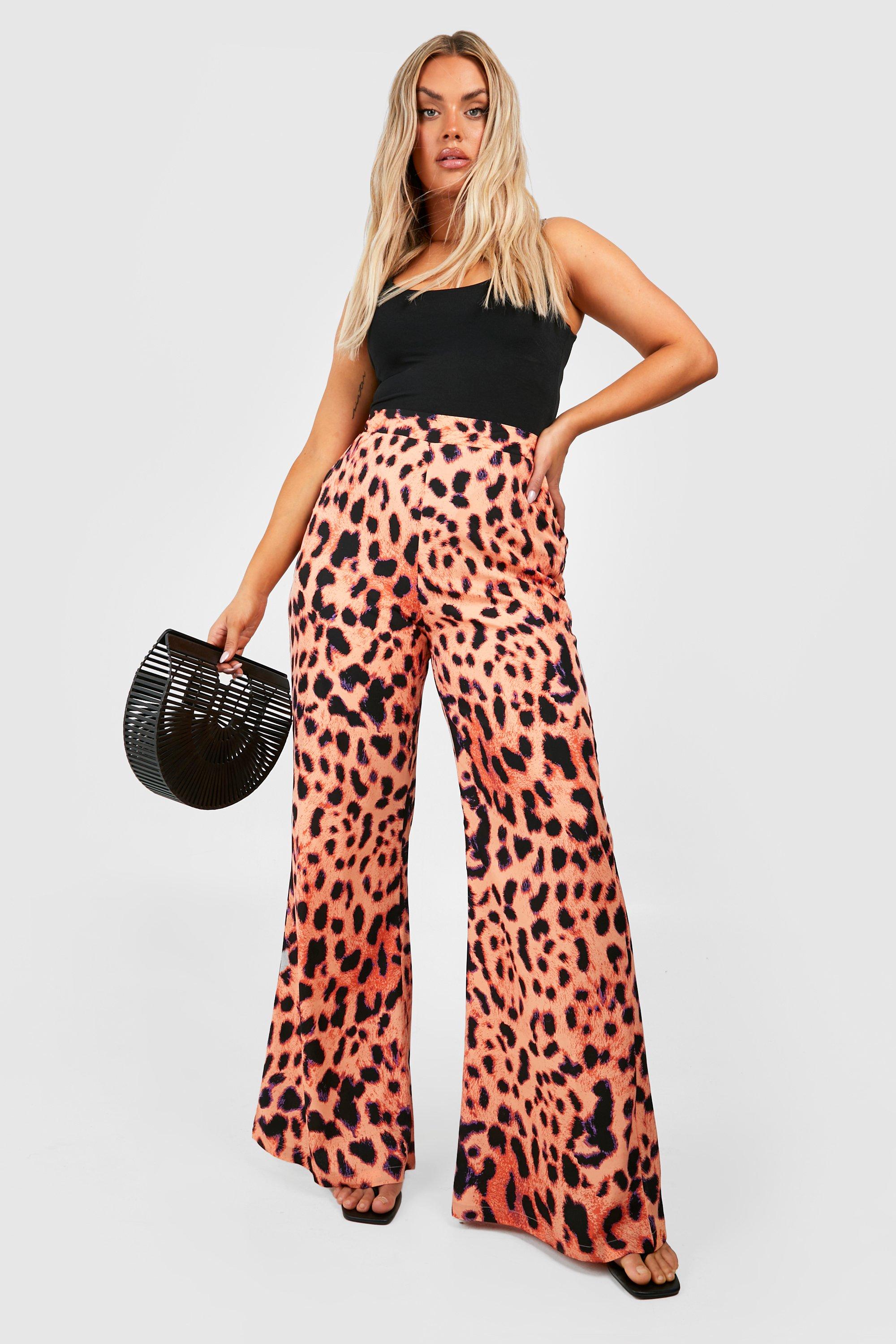 Image of Pantaloni Plus Size a gamba ampia leopardati, Multi