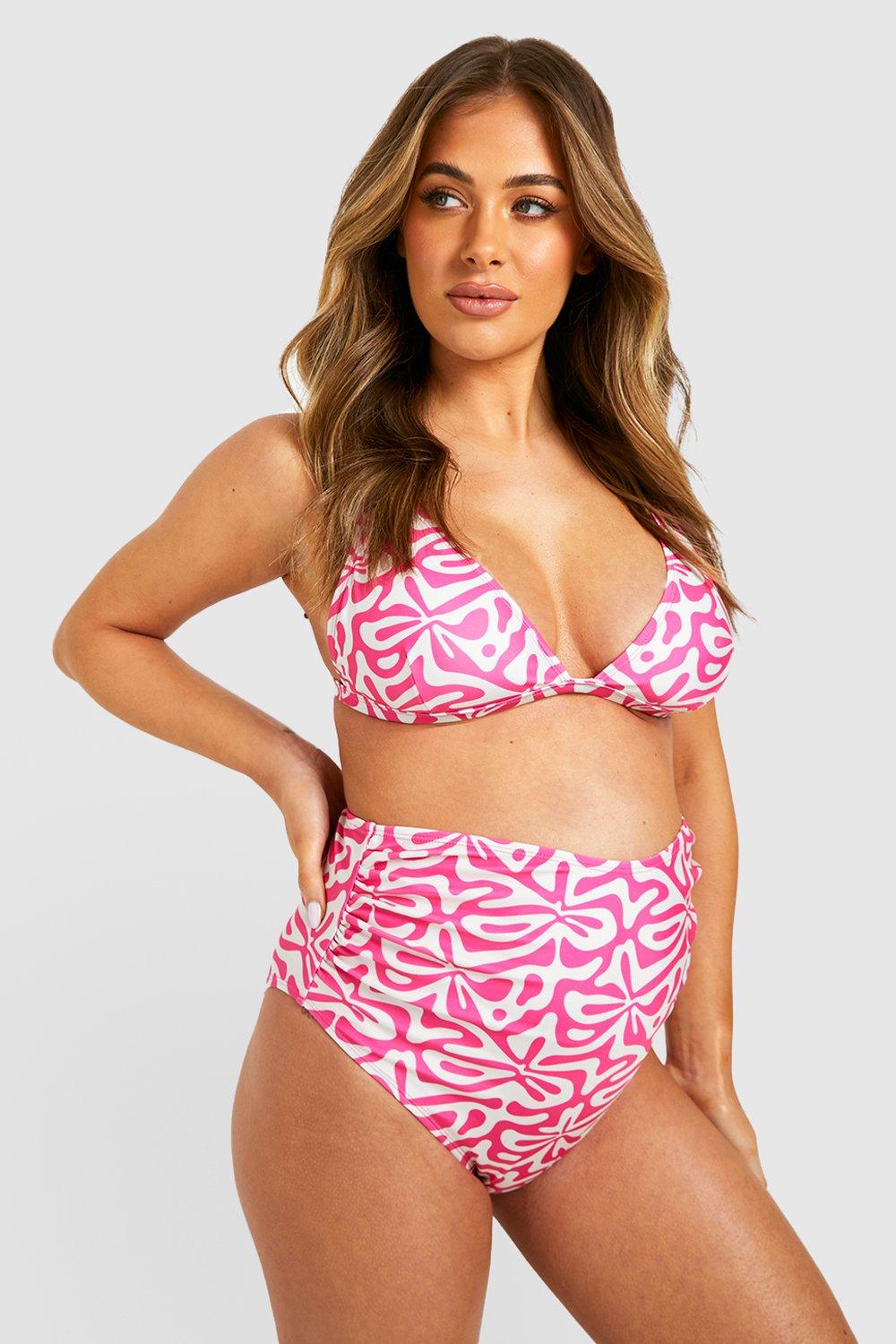 Image of Bikini Premaman con motivi geometrici e laccetti sulle spalle, Pink
