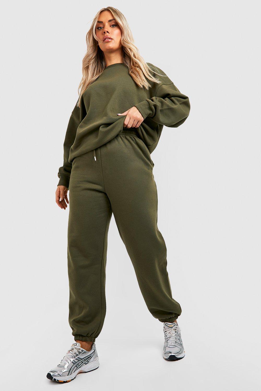 Image of Pantaloni tuta Plus Size oversize Basic, Verde