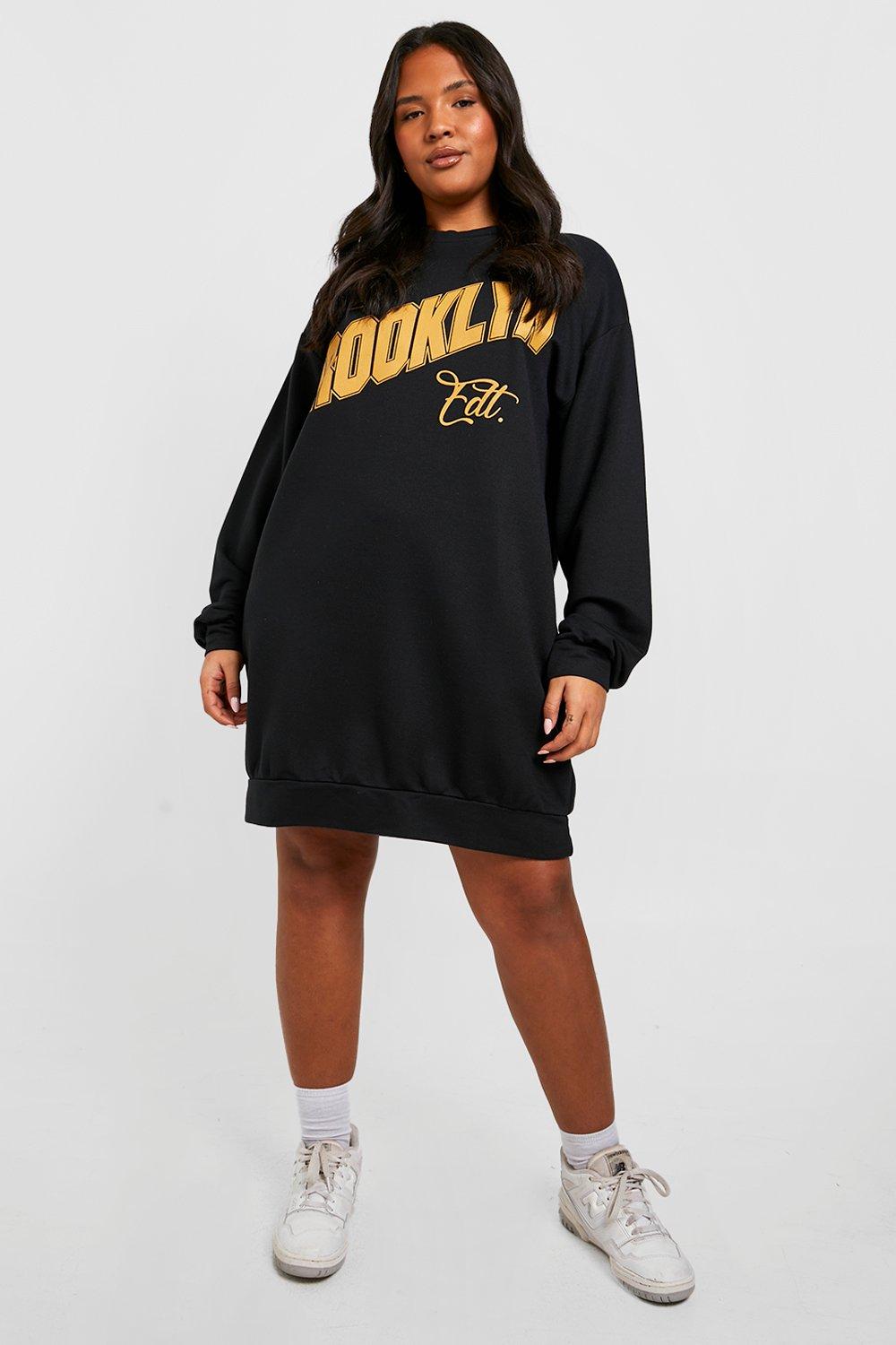 Womens Plus Brooklyn Sweat Dress - Black - 18, Black