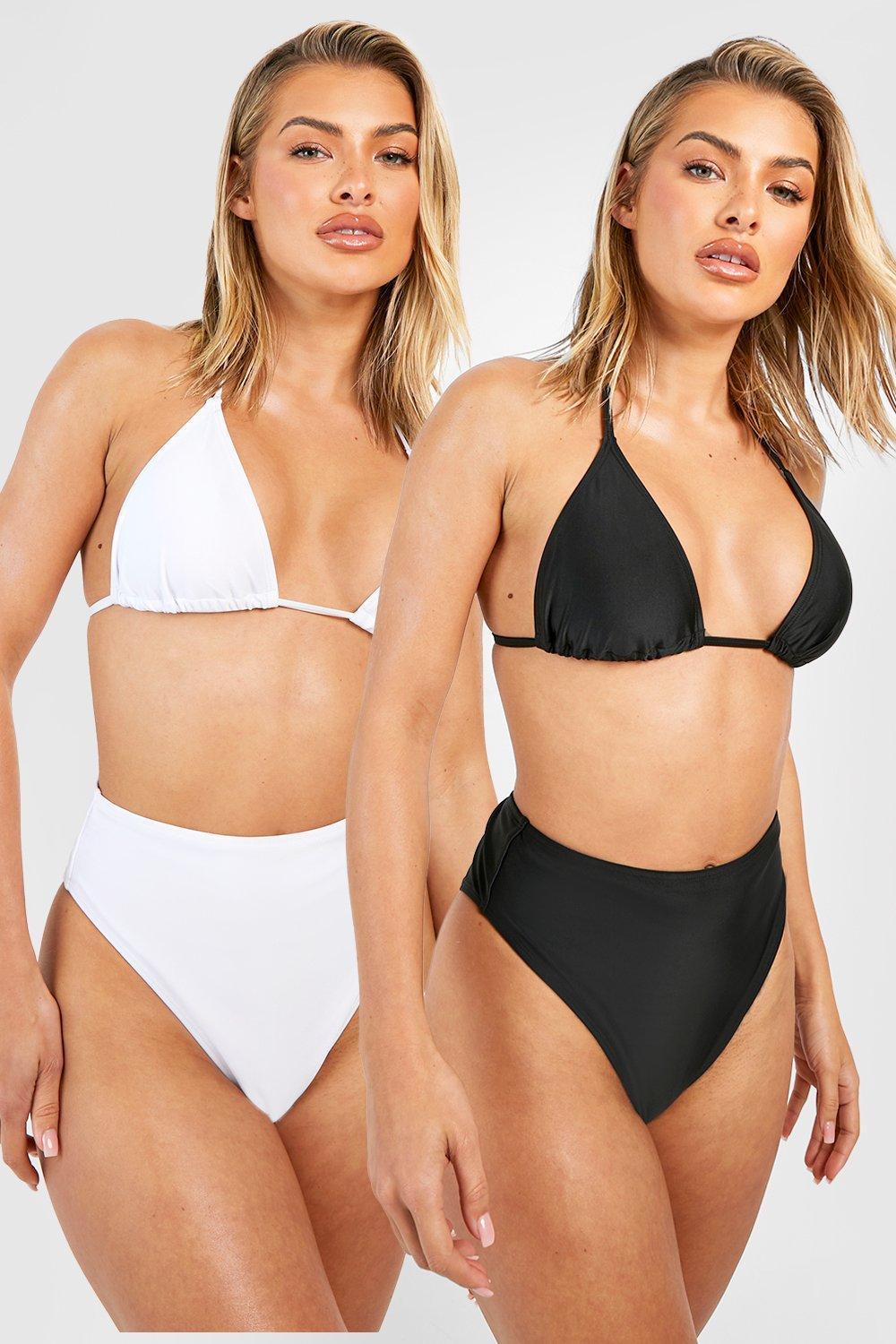 Image of Slip bikini a vita alta - set di 2 paia, Nero