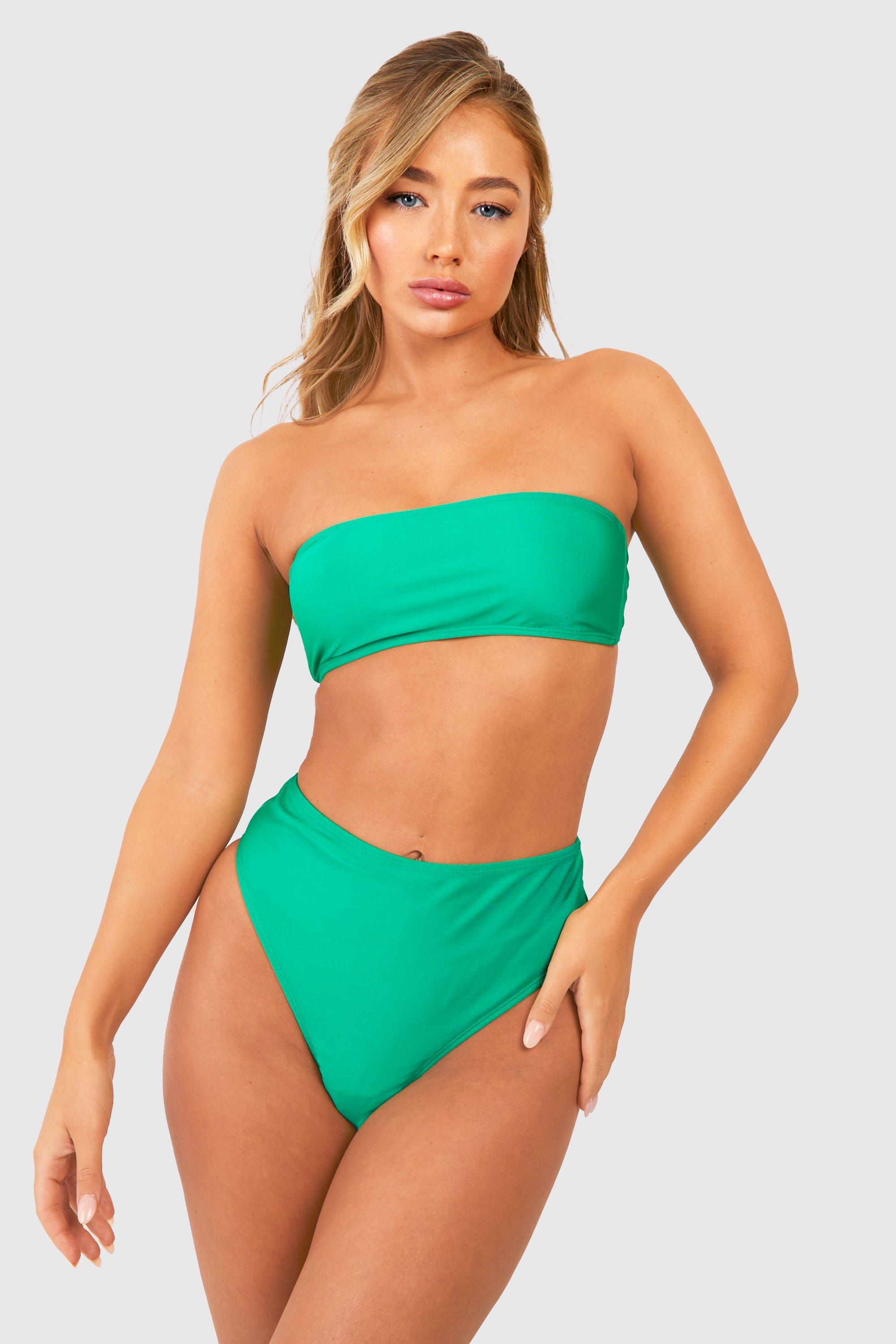 Image of Set bikini a fascia a vita alta, Verde