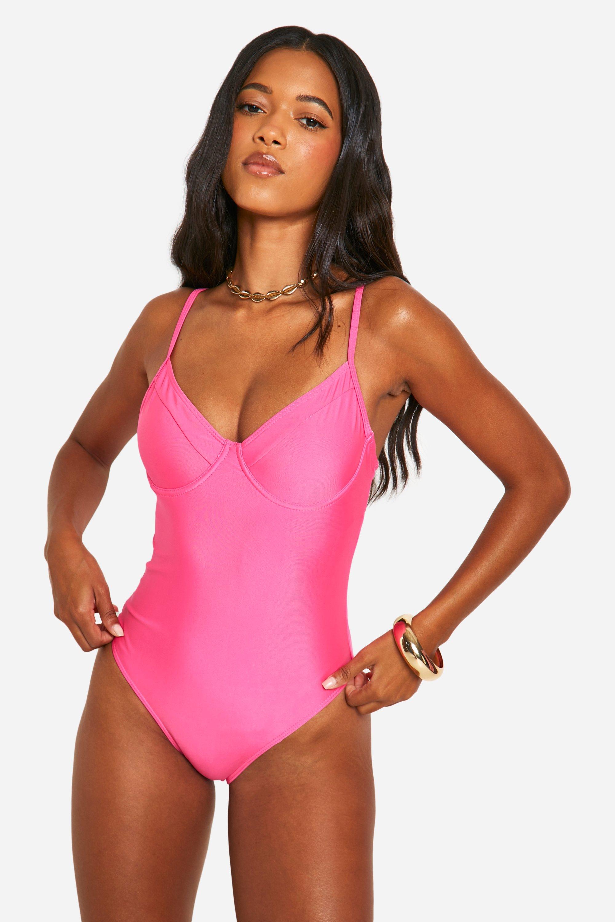 Womens Essentials Underwired Swimsuit - Pink - 10, Pink